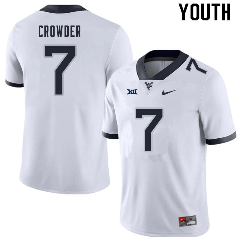 NCAA Youth Will Crowder West Virginia Mountaineers White #7 Nike Stitched Football College Authentic Jersey NM23S08XG